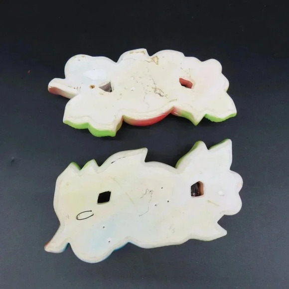 Vintage Fruit Chalkware Plaque Wall Art Kitsch 70s Set of 2 - Picture 6 of 8